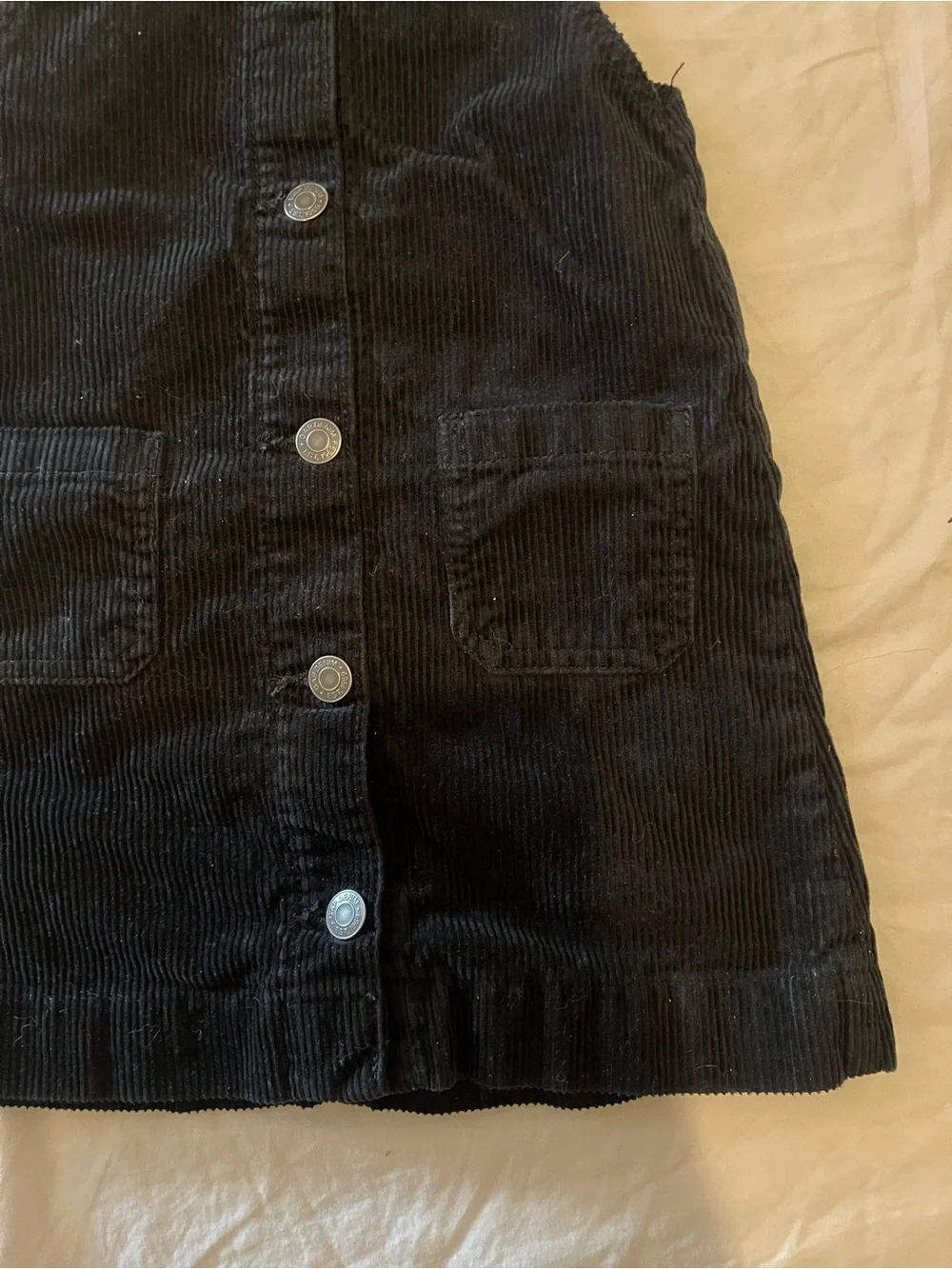 GAP Black Corduroy Button-Front Pinafore